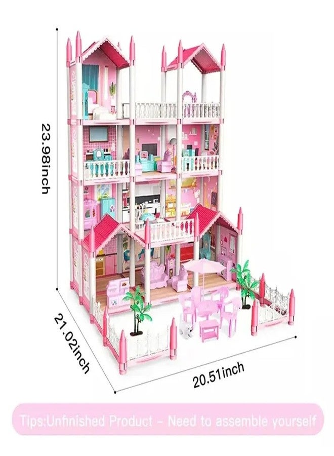 Avarin 3-Story 9 Rooms Playhouse with 2 Dolls Toy, Dream House Doll House Dreamhouse Gift for Girls,Dollhouse Building Toys - Image 3